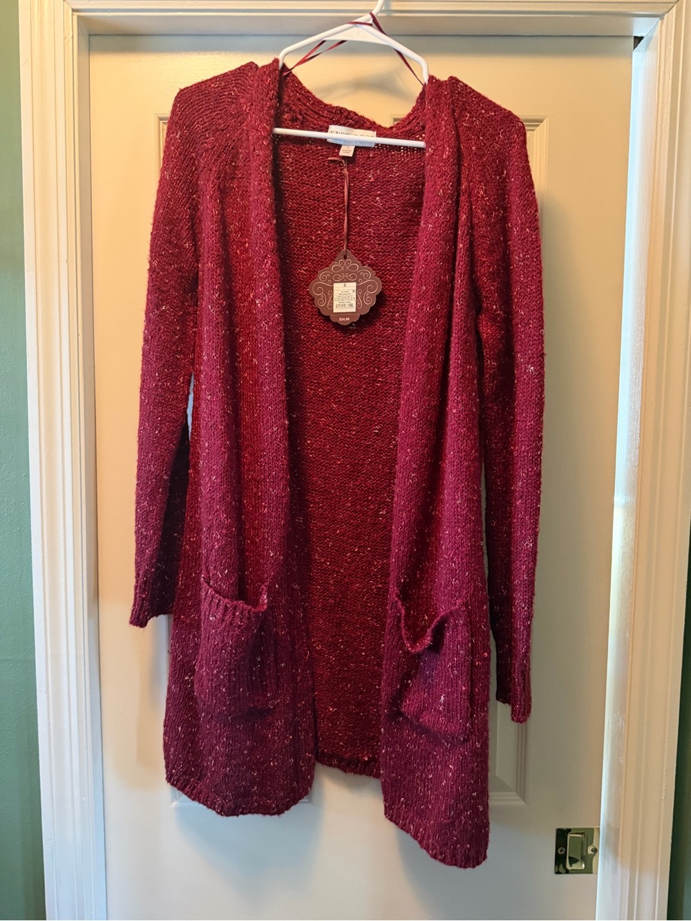 Knox Rose Cozy Open-Front Women’s Cardigan Sweater - Berry